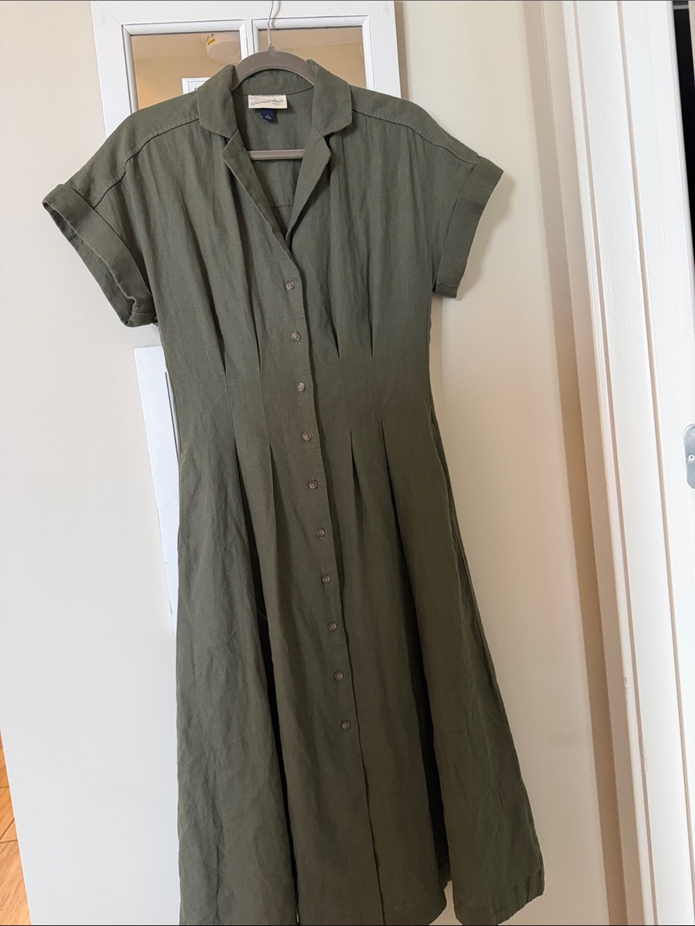 Universal Thread Olive Green Collared Button-Midi Dress - Picture 3 of 4